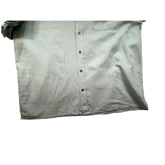 Red Head Mens Linen Blend Short Sleeve Button-Down Shirt 2XL Light Green - Picture 7 of 11